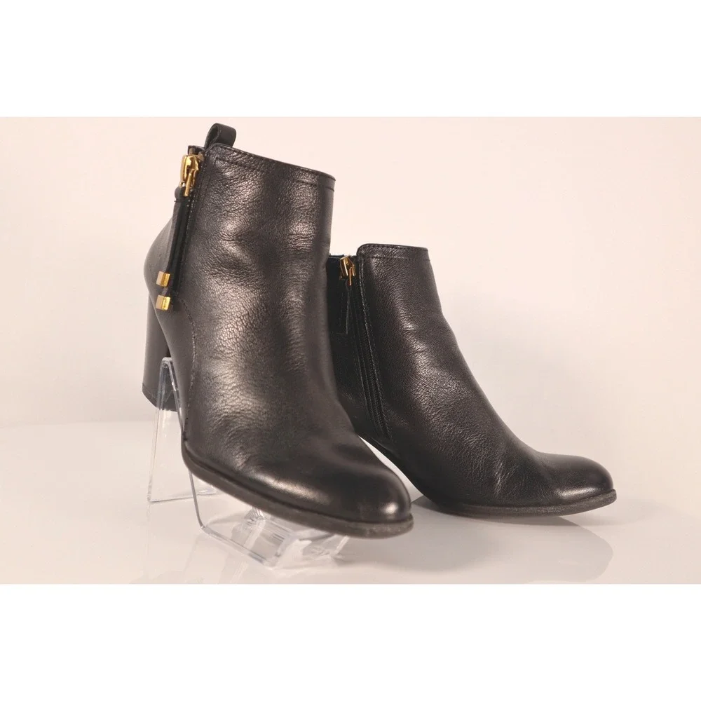Franco Sarto Women's Diana Black Leather Ankle Boots-Size 9.5M‎